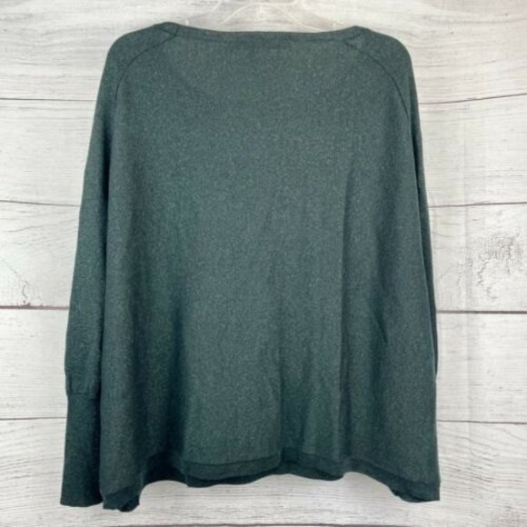 Schumacher Metallic Green Wool Pullover Sweater Size 3 Wide Raglan Sleeve - Picture 5 of 10